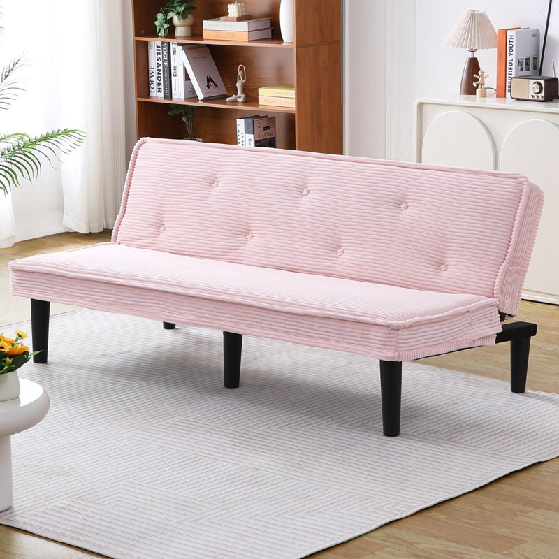 The corduroy sofa bed can be flexibly adapted to living rooms, flats and bedrooms and can be switched between two comfortable formats