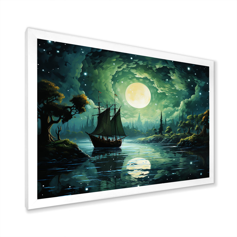 Reproduction d'art sur toile Moonlight, Cadre photo blanc, H 12 po x l 20 po x P 1 po