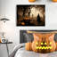 Toile d'Halloween murale d'Halloween, décoration murale de citation d'horreur nuit sombre 24 po x 16 po, décoration d'Halloween rétro pour galerie salon chambre à coucher