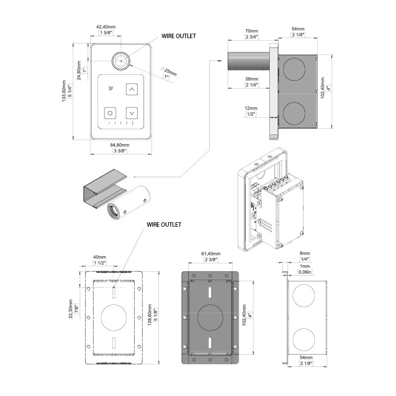 Remotely wired Touch Digital Heat Controller, Satin Brass