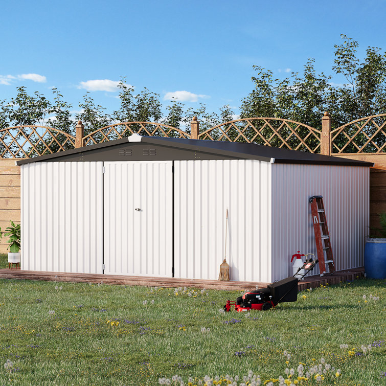 (incomplete)Metal Outdoor Storage Shed With Design Of Lockable Doors