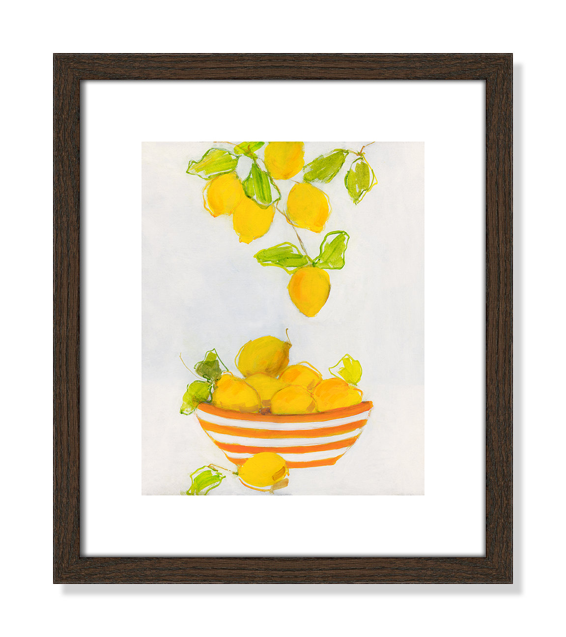 Darcy "Lemonlicious" Painting by Sally Swatland, 15" H x 13" W x 0.75" D, Walnut Wood Framed Paper