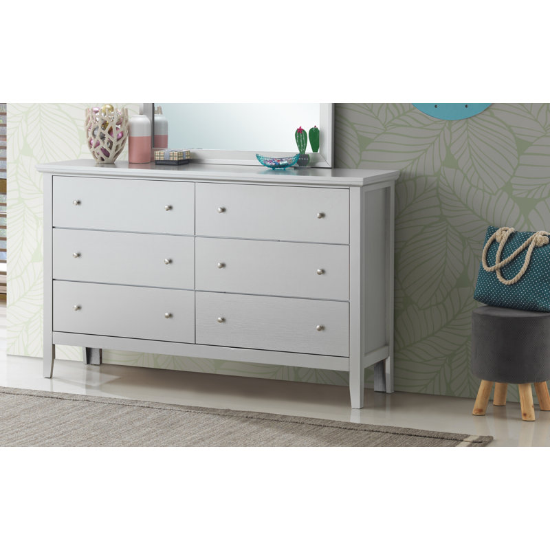 Mayflower 59'' W 6 - Drawer Dresser, Silver Champagne