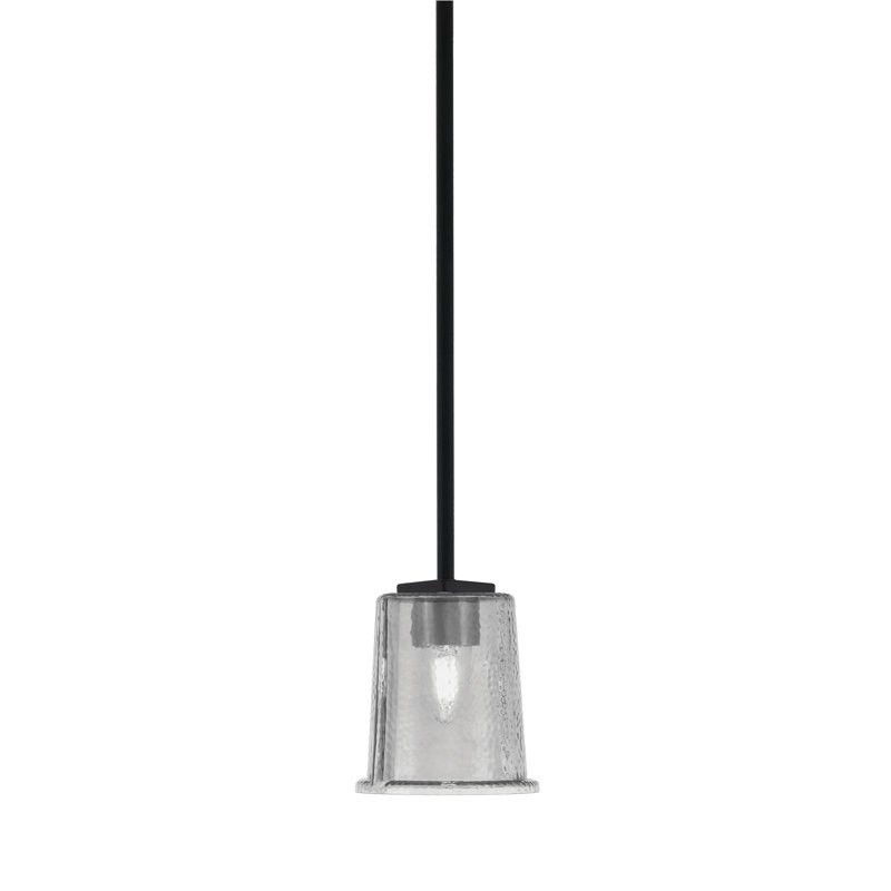 Mini pendentif Arencibia Stem Hung présenté en finition noir mat avec verre fumé bullé de 13,3 cm (5,25 po).