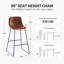  Tabourets de bar modernes en cuir synthétique avec siège rembourré et siège d'îlot de cuisine à hauteur de comptoir, ensemble de 2-105760165-105760168-128872966