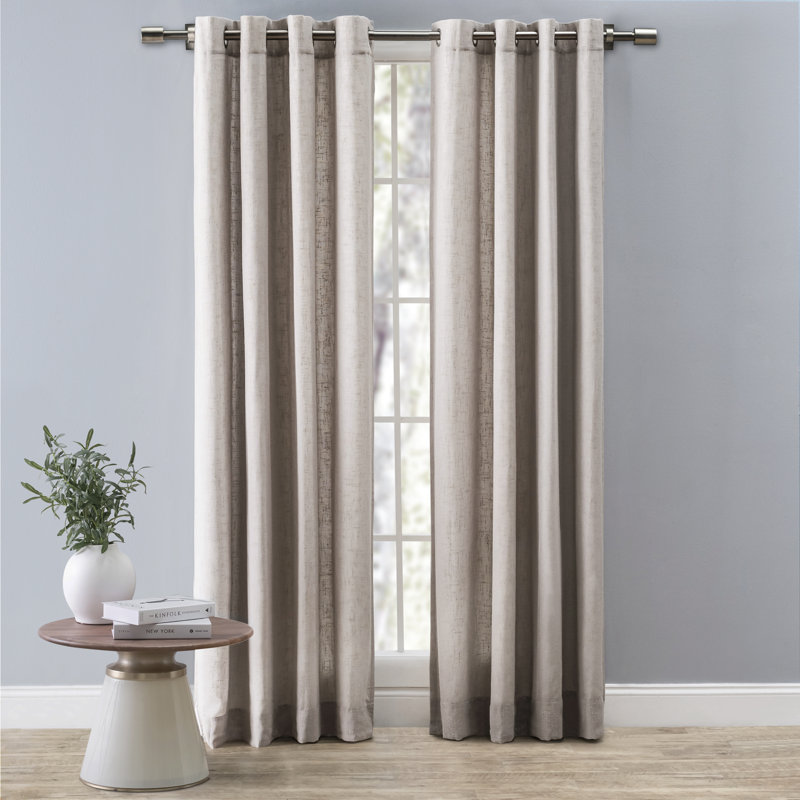 Swadlincote Elegant Linen-Look Light Filtering Grommet Single Curtain Panel, 52" W x 63" L, Gray
