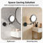 Miroir de maquillage grossissant double face à DEL, mural, 8 pouces, rallonge de 12 pouces, noir mat