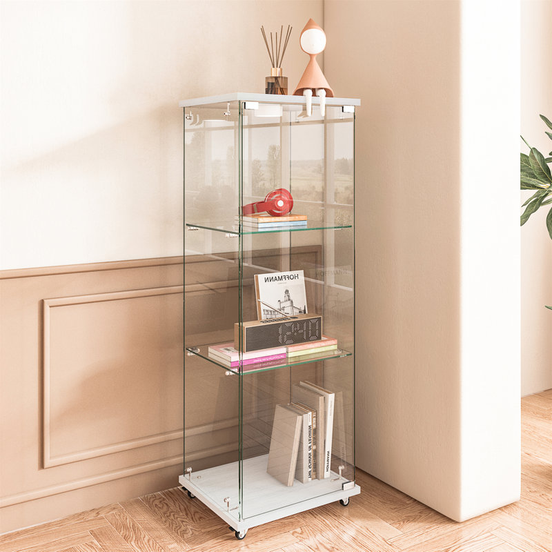 Vitrine moderne en verre avec lumières DEL, Blanc