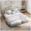 Lit plateforme tapissier avec tête de lit ajustable, rembourré en tissu de lin, lit plateforme de style simple et moderne sans sommier, assemblage facile-1129698231