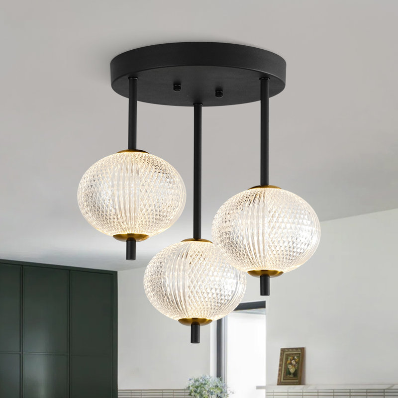 3-Light Oval Acrylic Dimmable LED Semi-Flush Mount