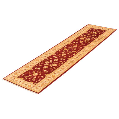 One-of-a-Kind 2'8" X 9'9" New Age Runner Wool Area Rug in Dark Red