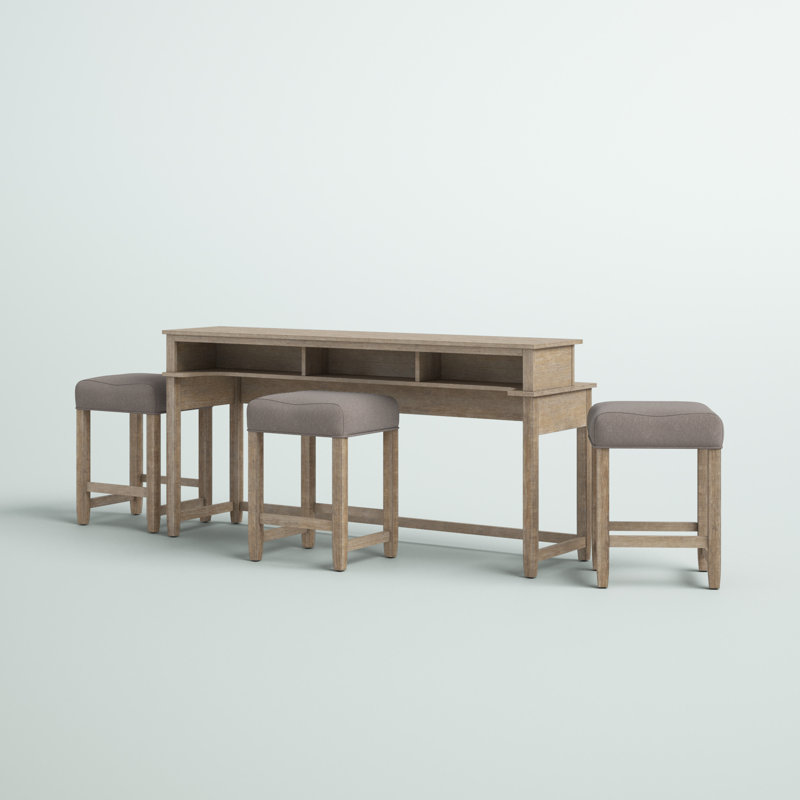 Decoste Console Table Set w/ 3 Upholstered Stools