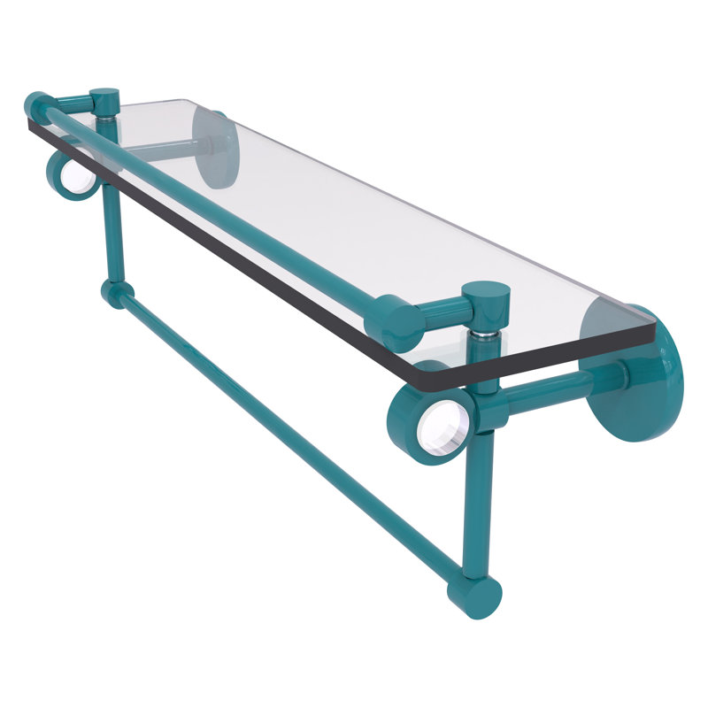 Tablette flottante avec barre à serviettes Clearview, H 6,7 po x l 22 po x P 5,8 po, Bleu sarcelle Glokzin