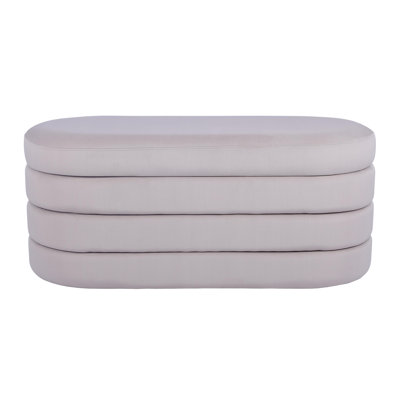 Velvet Ottoman Bench With Storage, Taupe