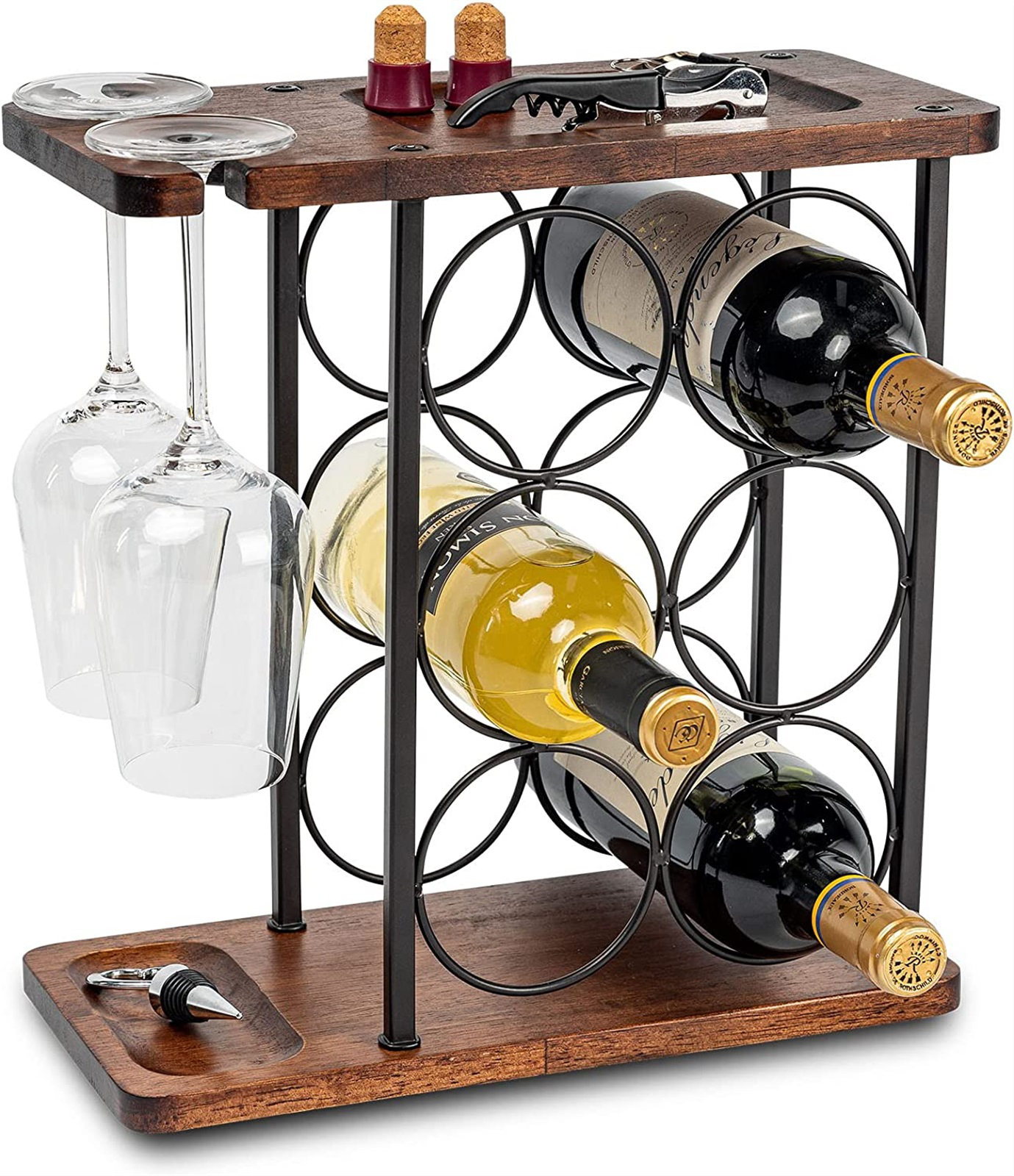 Small wall outlet mounted wine rack