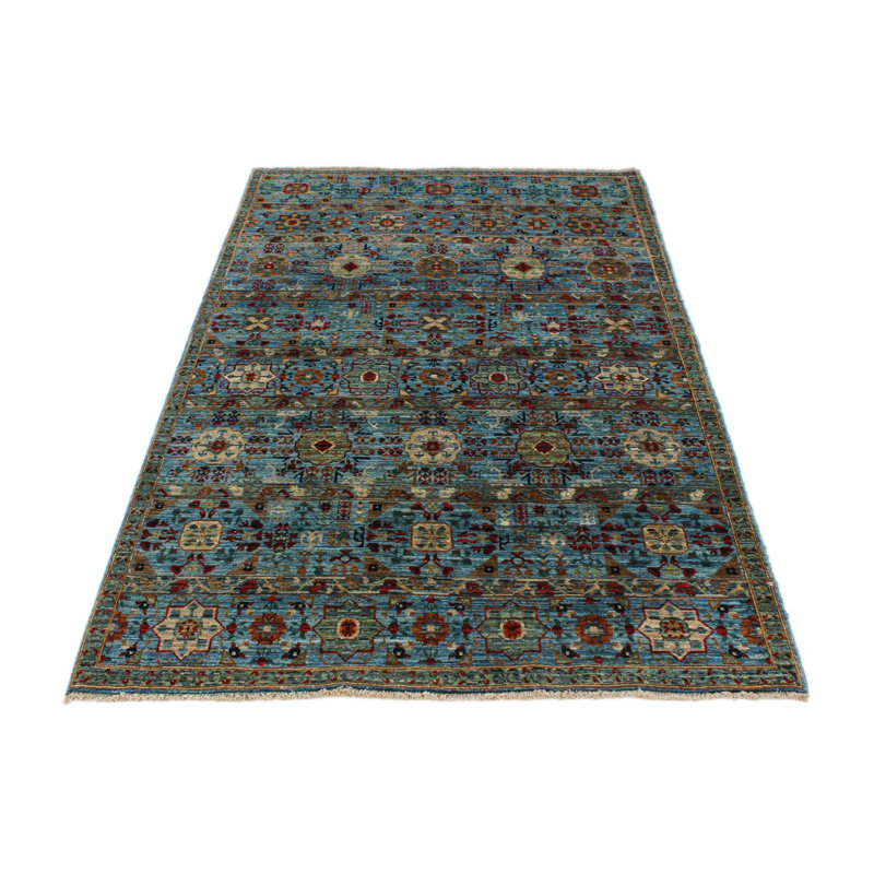 Tapis traditionnel bleu et vert 4 x 7