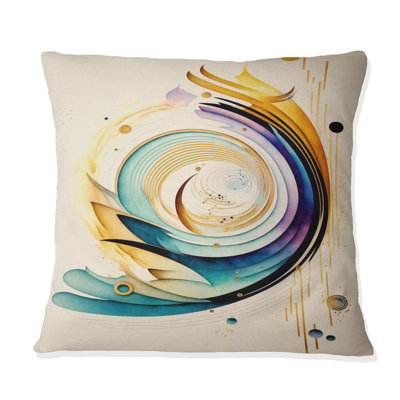 Coussin décoratif coloré avec spirale aquarelle colorée