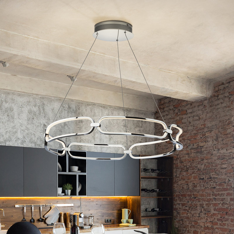 Mercedes 6 - Light LED Geometric Pendant, Silver