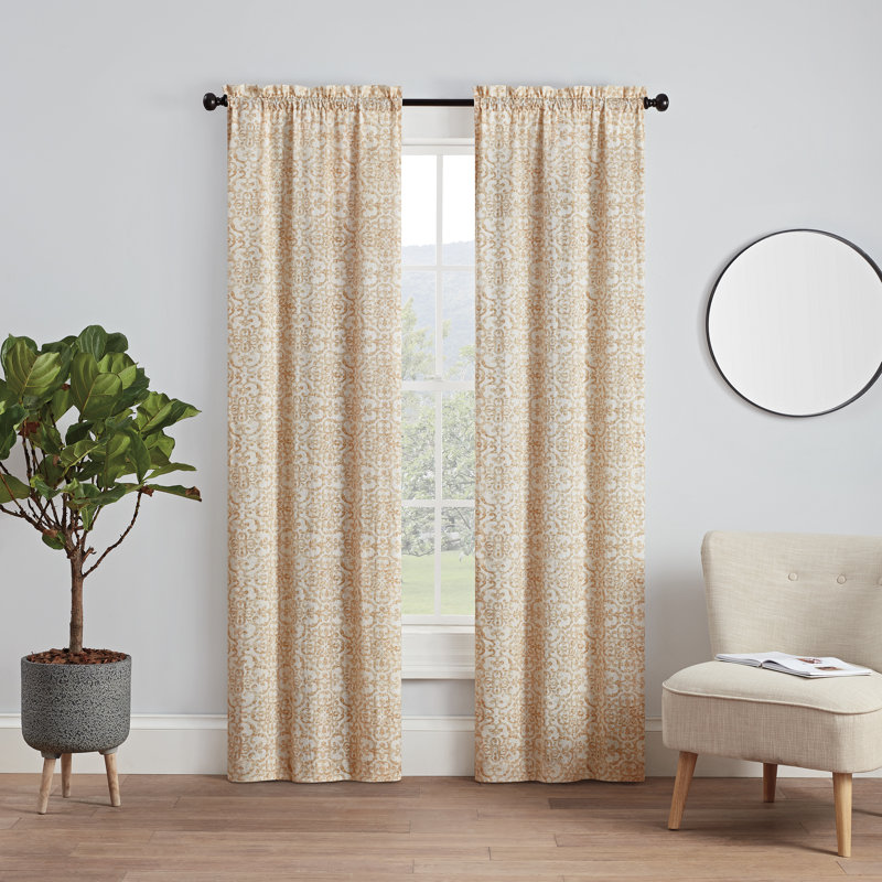 Aleigh Sheer Curtain Pair, Wheat, 28"W x 84"L