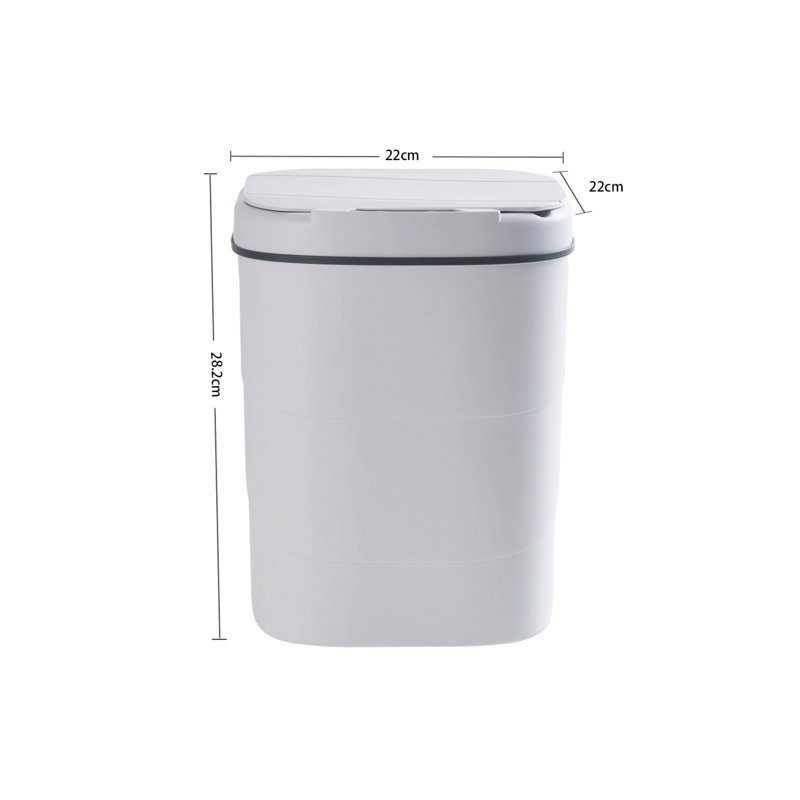 PP Touch Top Waste Bin, 14L, White
