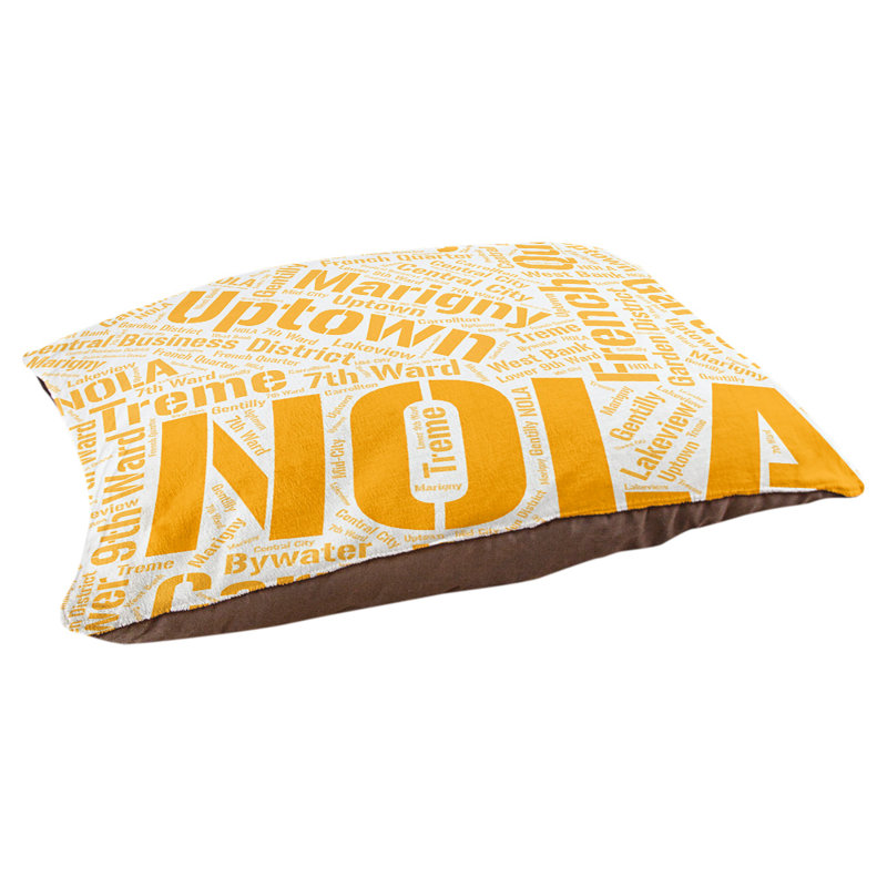 Coussin de chien « districts », Grand (l 40 po x P 30 po x H 14 po), Orange, Nouvelle-Orléans