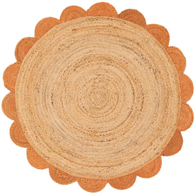 Tapis contemporain de couleur naturelle et terre cuite