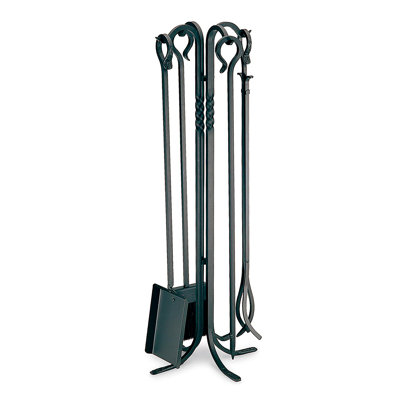 Hand-Forged Iron Lodge Fireplace Tool Set
