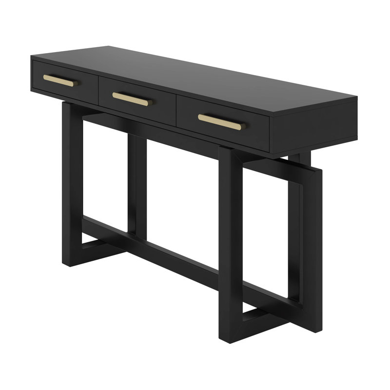 Console Table, Minimalist Style Extra Long Entryway Table Sofa Table With Three Drawers & Sturdy Construction, Black