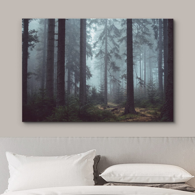 Nature, paysage, pin, forêt, brume, Toile tendue, H 32 po x l 48 po x P 1,5 po