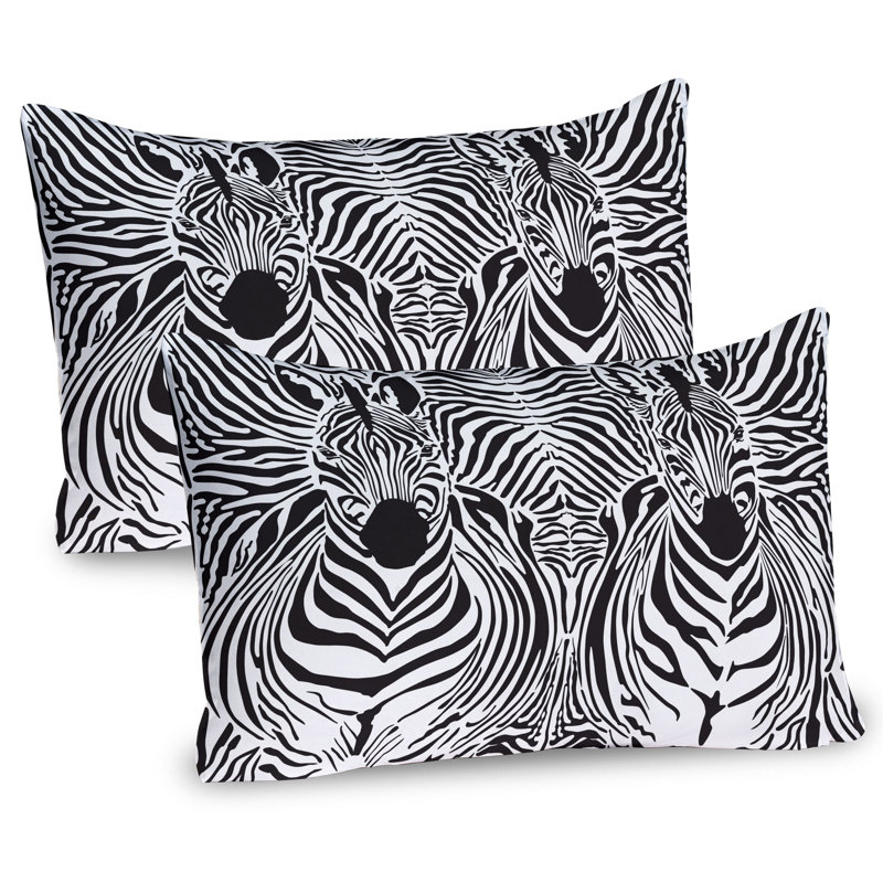 Black and White Zebra Stripe Microfiber Pillow Shams, 2 Pack, Standard/Queen