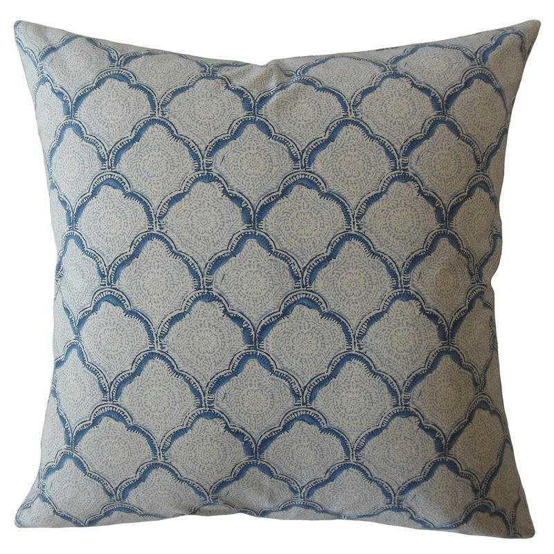 Coussin damassé en coton, 12 po x 18 po, Ciel