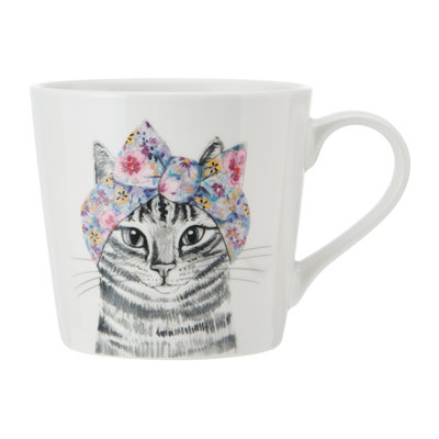 Tipperleyhill Cat Print Porcelain Mug, 380ml
