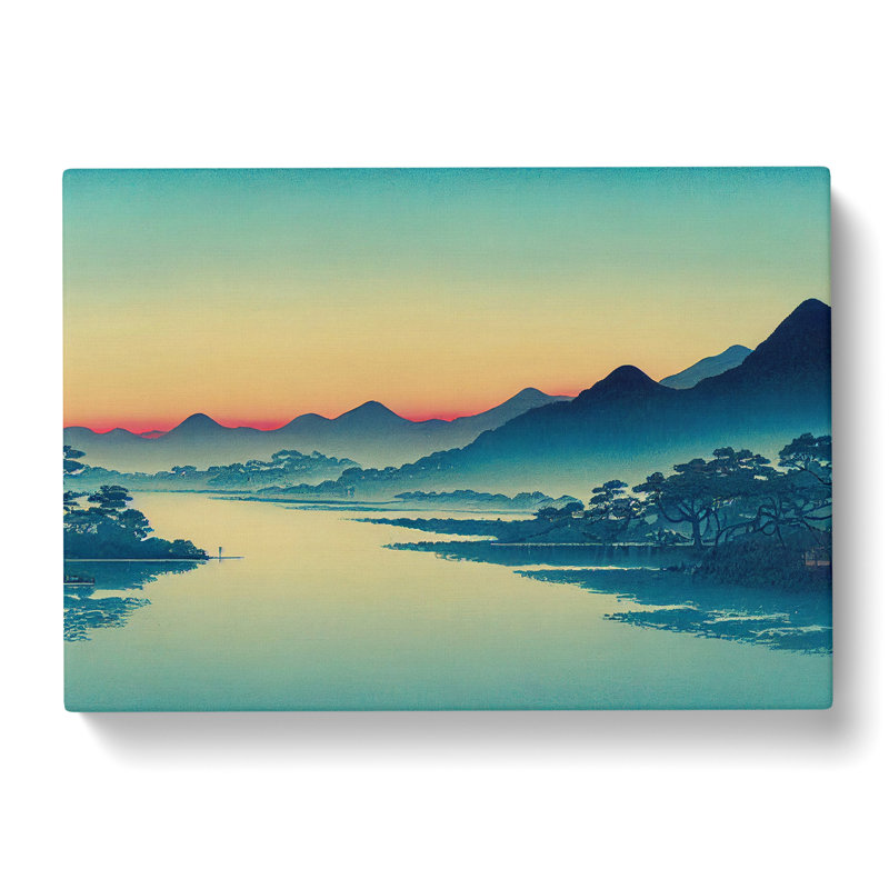 Mountain River Japanese - Wrapped Canvas Print, 35cm H x 50cm W x 3cm D