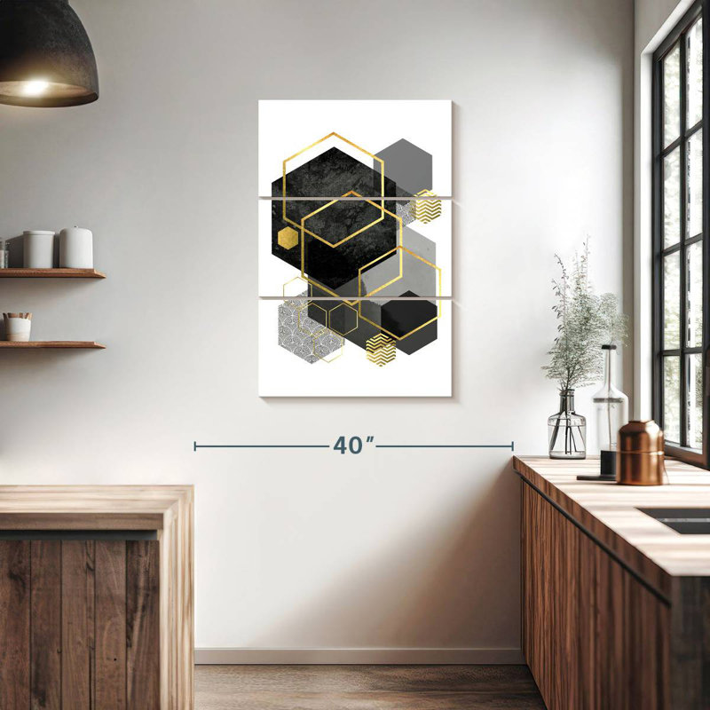 Avery noir gris or géo II, H 38 po x l 24 po