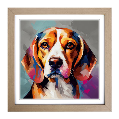 Beagle Gestural Art - Framed Print