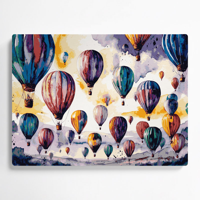 Transport, montgolfières, art mural en métal beige, H 11 po x l 14 po