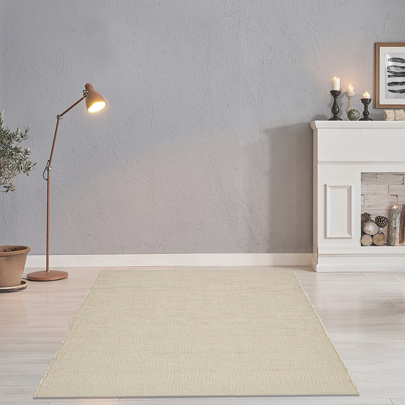 Alm-Glück Hand Loomed Wool Natural White Indoor Rug, Rectangle 120 x 180cm