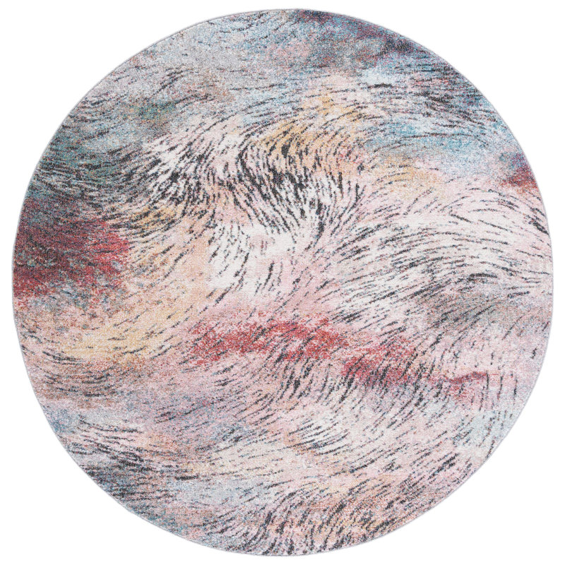 Dostie Phoenix Performance Abstract Rug, Round 6'7"
