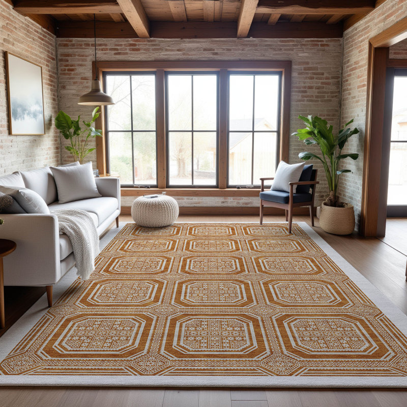 Premium Machine Washable Elize AMF1451 Geometric Rug, Rectangle 9' x 12'
