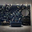 Papier peint abstrait floral bleu marine-550784996-550784999