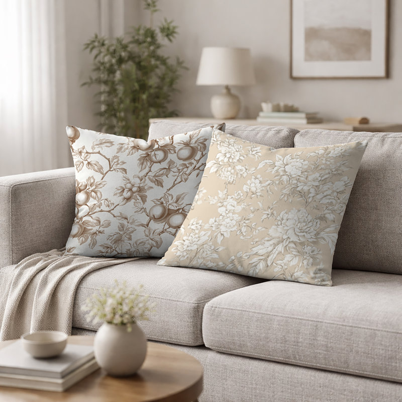 Coussin décoratif Toile 2 pièces - Coussin Orchard Toile, H 16 po x l 16 po