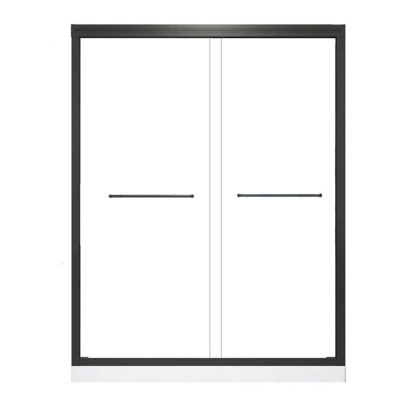 Premium Frameless Double Sliding Shower & Tub Doors, Tempered Glass Matte Black, Modern Style