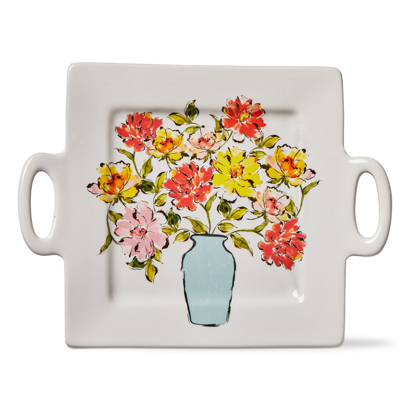 In Bloom Square Platter White Earthenware Everyday