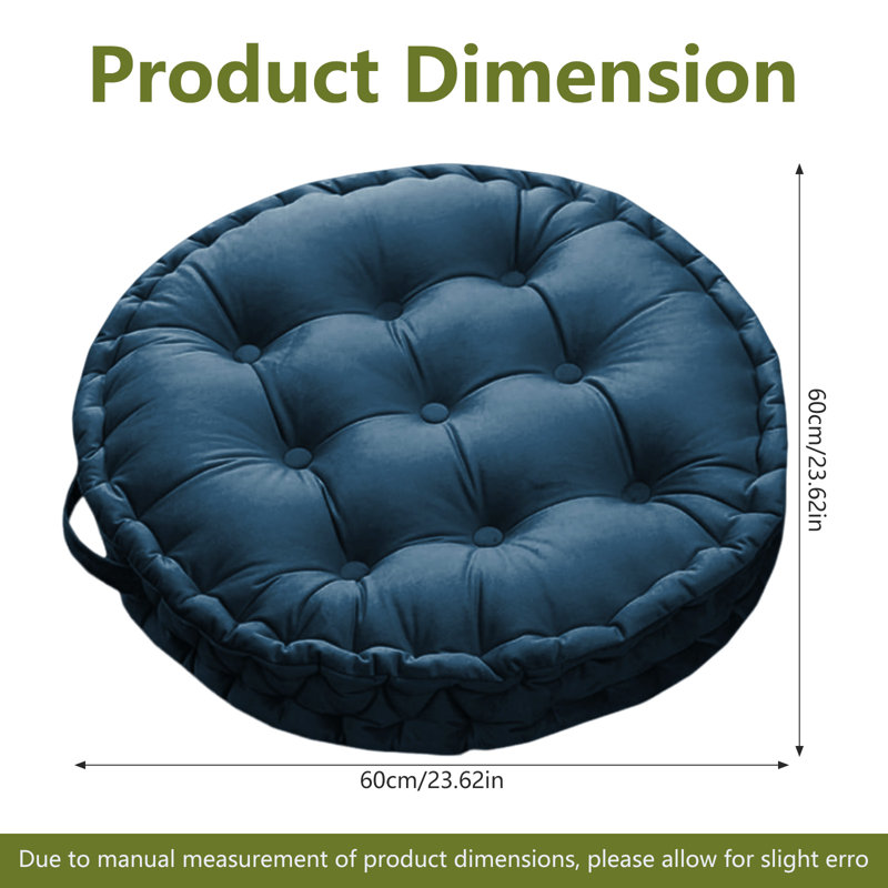 Coussin de méditation rond 23,6 po, coussin de sol épais pour yoga et tatami, Dark Blue