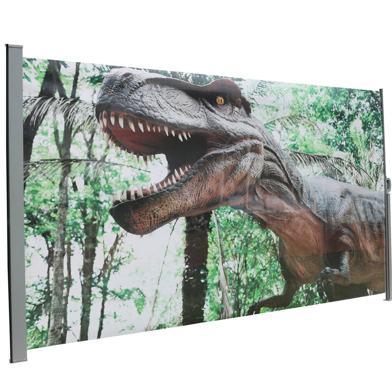 Store latéral rétractable de 180 cm de haut et 350 cm de profondeur, protection UPF 50+, toile grise, coupe-vent et occultant, idéal pour balcon, design américain, impression UPF 50+, gris, imperméable.