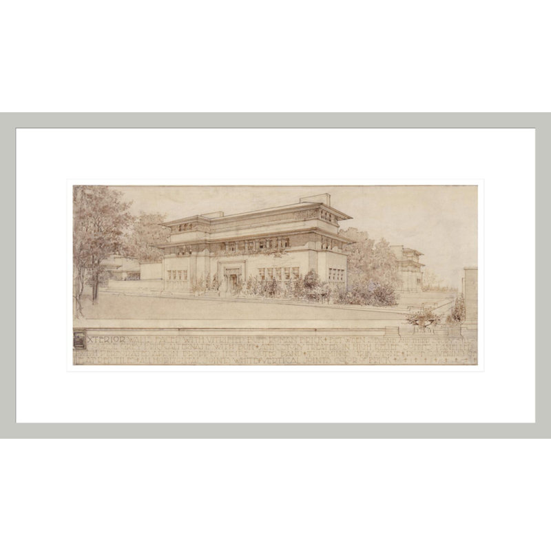 Isidore Heller House (vue en perspective). «Chicago IL» par Frank Lloyd Wright - estampe numérique encadrée