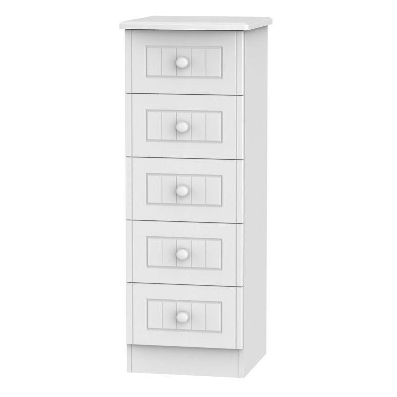 Fully Assembled Saxena 5 Drawer Chest, White