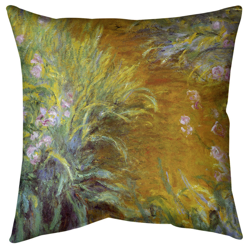 Claude Monet Floral Reversible Throw Pillow, Down Alternative, 20" x 20"