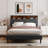  Upholstered Platform Bed with Storage Headboard and USB Port, Modern and Practical Linen Fabric Bed