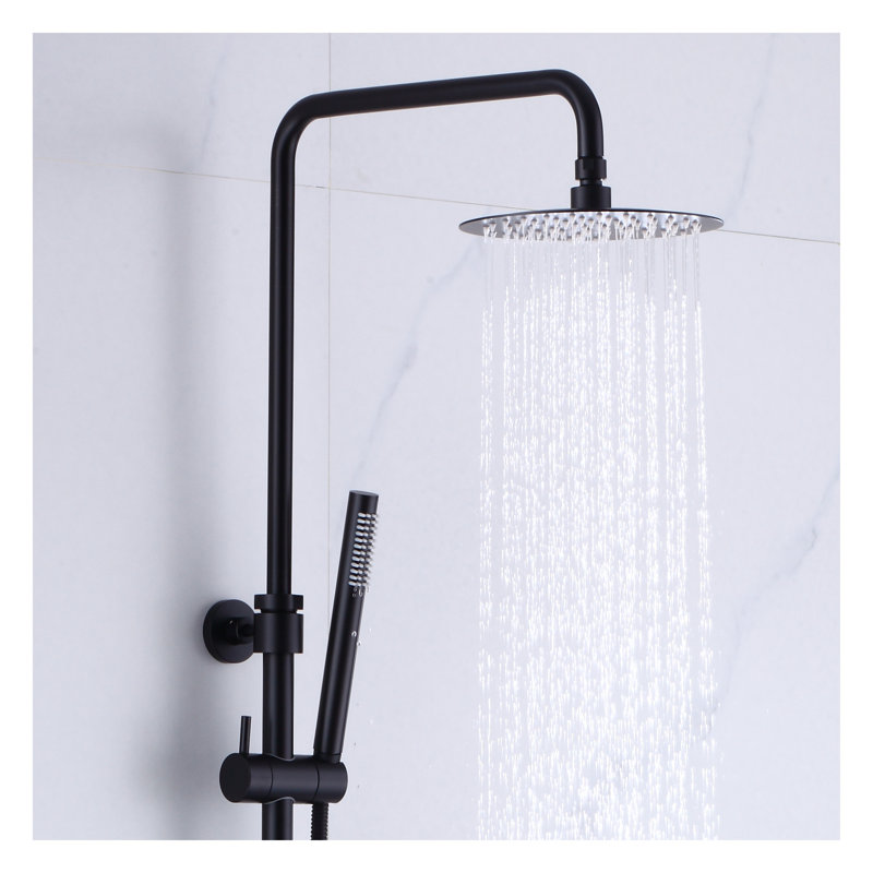 Robinet de douche avec valve brute, Noir mat